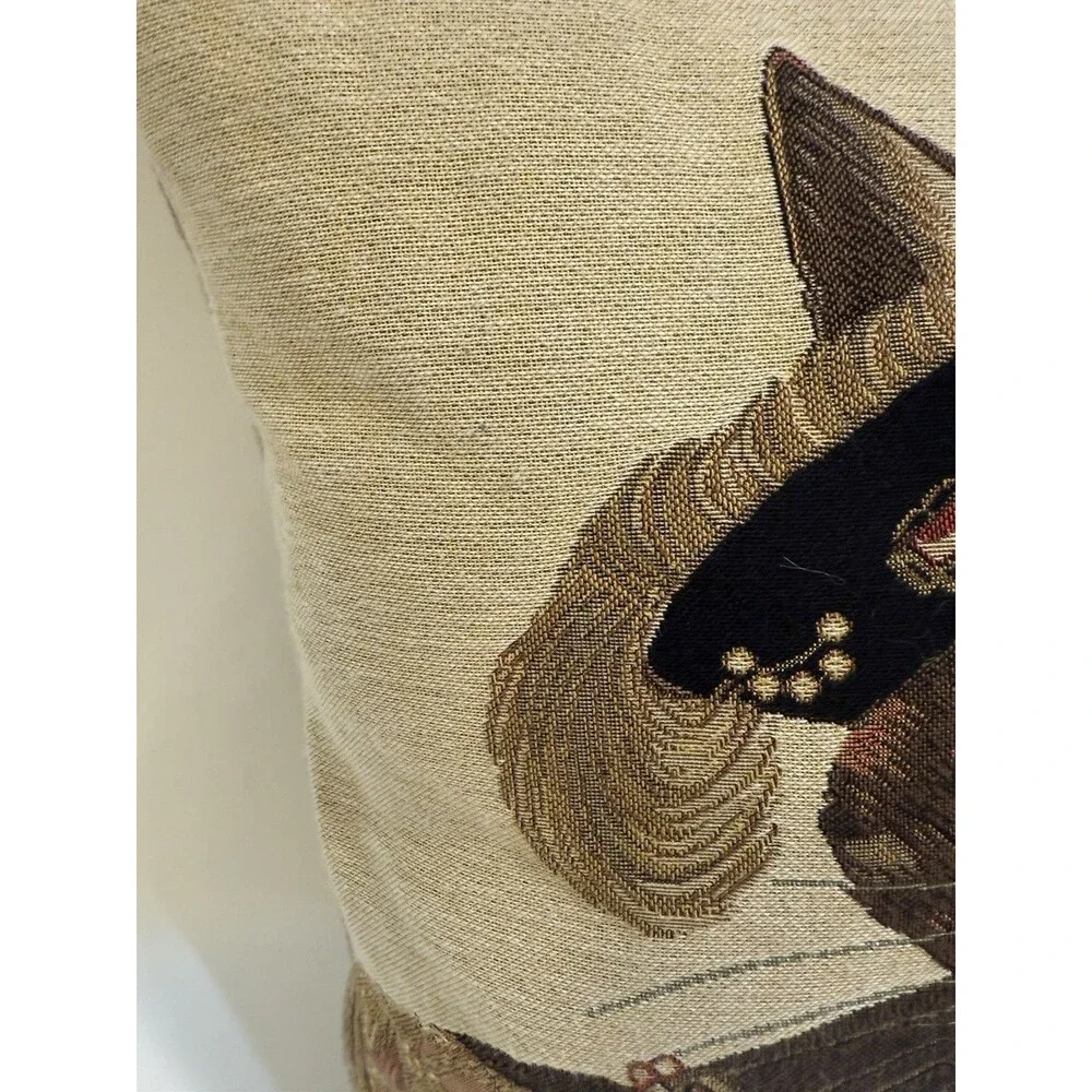 Jacquard Woven Throw Pillow Susan Herbert Cat A 15x15 in Belgian Made Home Decor